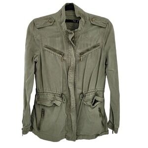 Army Green High Neck Military Chic Jacket‎ Sz S Utilitarian War Core Tacticool